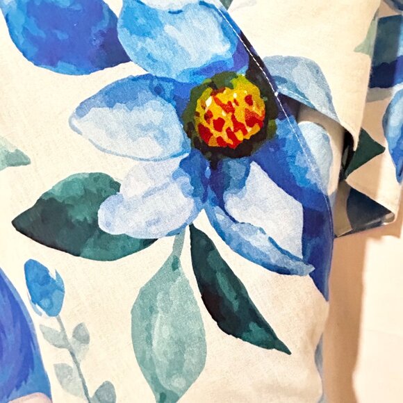 BEAUTIFUL Blue Peacock & Magnolia Print Kimono Wrap, One Size, 100% Cotton - Picture 5 of 9